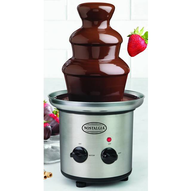 Nostalgia 3 Tier Electric Chocolate Fondue Fountain, Machine for Parties, Melts Cheese, Queso, Candy, and Liqueur Dip Strawberries, Apple Wedges,
