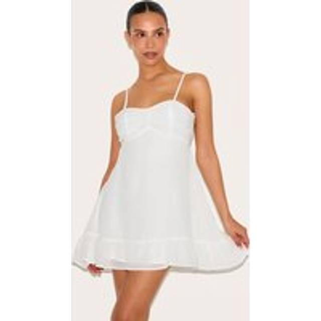 Petite White Chiffon Strappy Flowy Shift Dress, White - 12