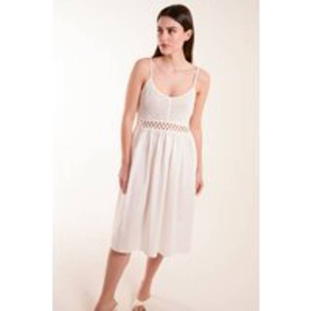 Crochet Strap Midi Cami Dress - L / WHITE