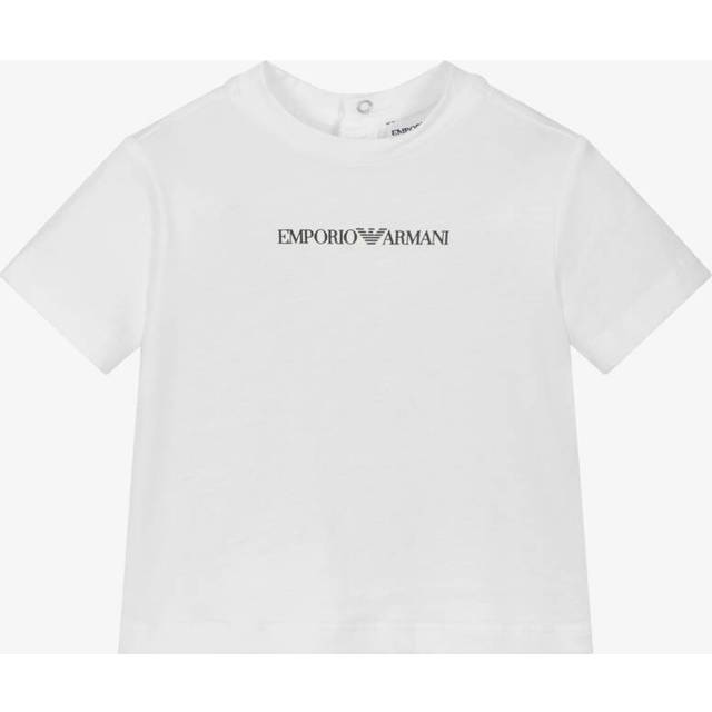 Emporio Armani Baby Boys White Logo Print Cotton T-Shirt - 36 month