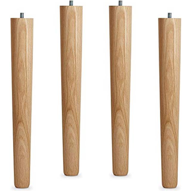 SOTECH Set med 4 st Bordsben ek rå H 420 mm/Ø 60/40 mm med skruva M10 / Perfekt för möbler och soffbord/Träben soffbord