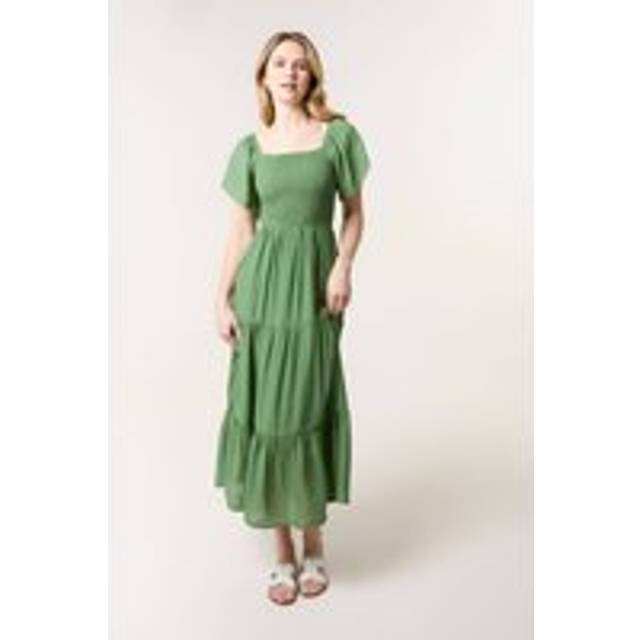 Flutter Sleeve Maxi Dress - M/L / LIGHT KHAKI