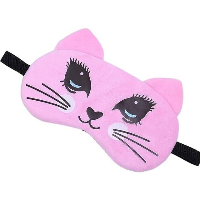 Blindfolds, Cat Sleep Mask Eye Bandage Plush Cute Mask Panda Sleeping Cover for Women Men Sort Cotton Health Relax (Color : Pink Big Eyed Cat)