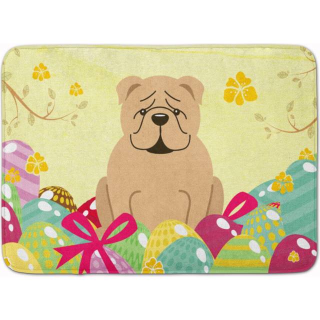 Caroline's Treasures Easter Eggs English Bulldog Fawn Machine Washable Memory Foam Mat doormats  Multicolor
