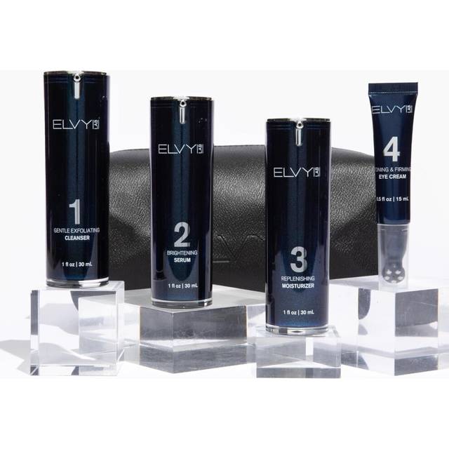 ELVY Lab Complete Men's Skincare Set | 4-Step Grooming Kit with Cleanser  Vitamin C Serum  Face Moisturizer & Eye Cream | Hydrating and Rejuvenating S