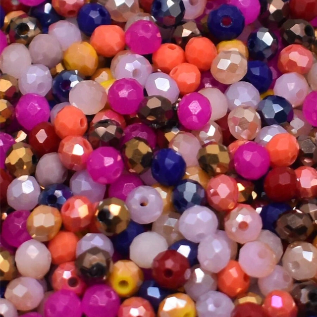 SHEIN 200pcs 4mm Deep Mix Color Round Glass Beads