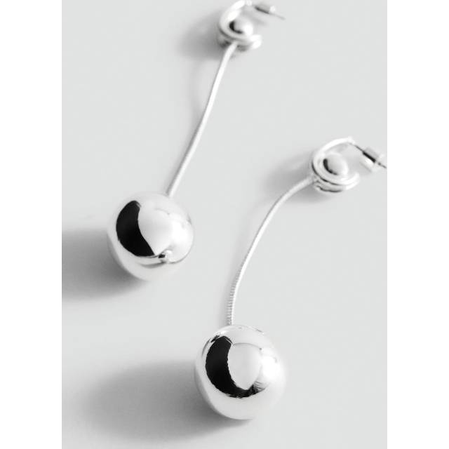 Thread sphere earrings silver - Woman - One size - MANGO - Silver - U
