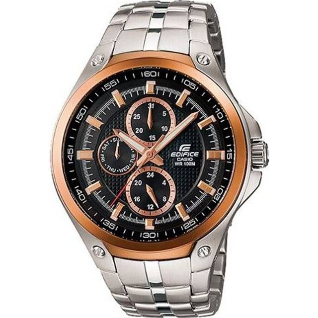 CASIO Quartz Waterproof Sports EDIFICE Mens Rose Gold Analog EF-326D-1A - Free