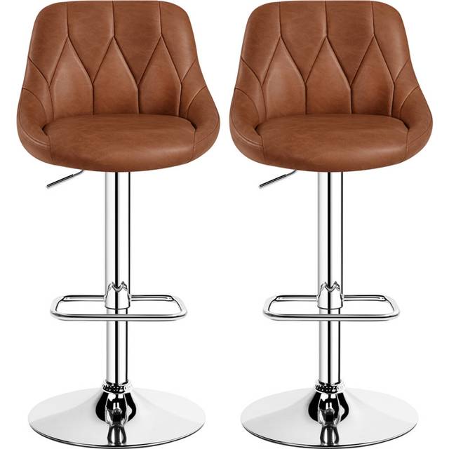 color Swivel Adjustable Height Stool - Brown (46cm W X 49cm D)