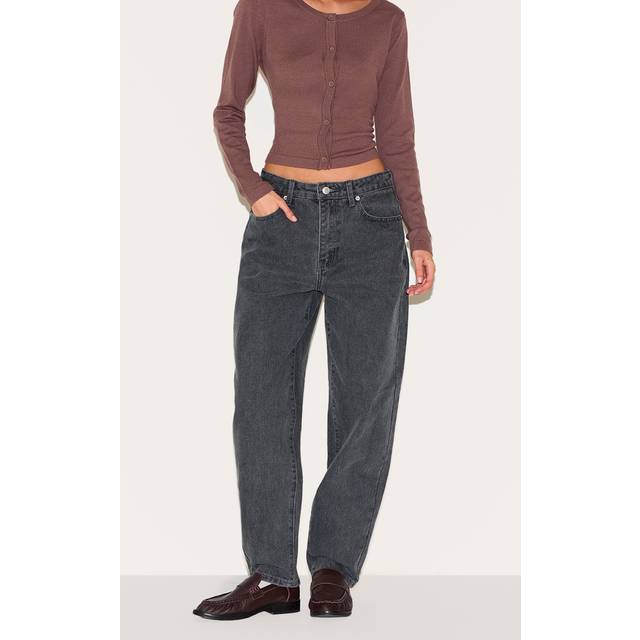 Grey High Waist Mom Jeans, Grey - 6