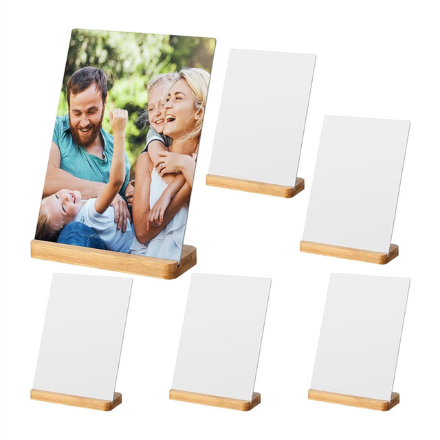 6 Pack Sublimation Photo Frames Blanks 5 x 7 Inch with Wood Base