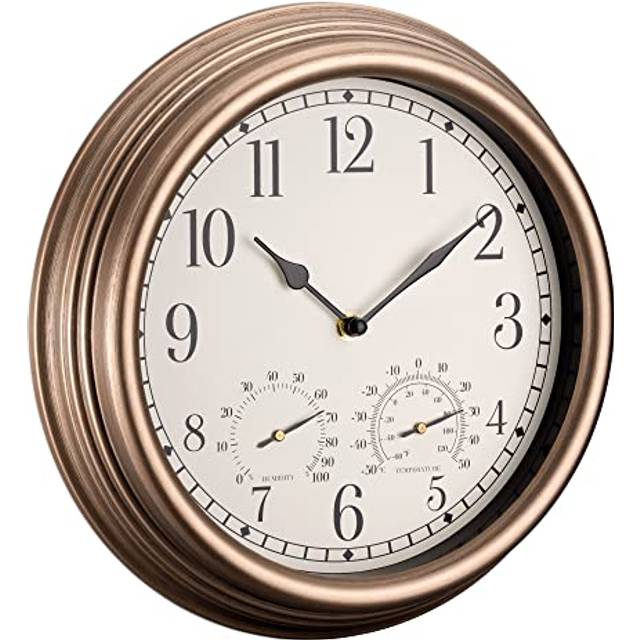 Waterproof Outdoor Clock 305cm Large Outdoor Clock and Thermometer for Garden Battery Operated Wall Clock with Temperature and Humidity