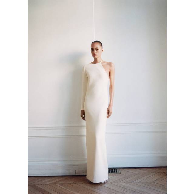 Asymmetrical open-back dress off white - Woman - 14 - MANGO - Off White