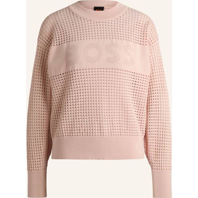 Open-knit sweater with logo detail - light pink