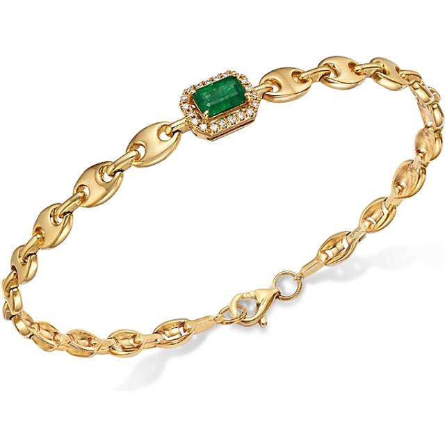 Bloomingdale's Fine Collection Emerald & Diamond Mariner Link Bracelet in 14K Yellow Gold