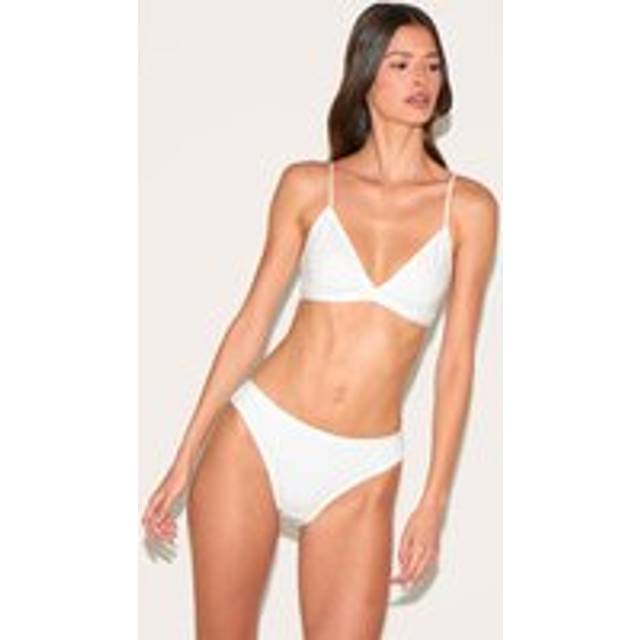 White Jersey Triangle Bralette And Thong Lingerie Set, White