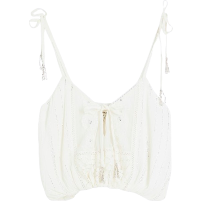 River Island Womens Cream Lace Embellished Beach Top - M