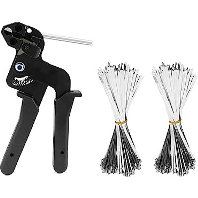Cable Tie Gun, Stainless Steel Cable Tie Tool Metal Zip Tie Tightener, with 200Pcs 4.6 * 250mm Stainless Steel Cable Ties, Zip Tie Tool