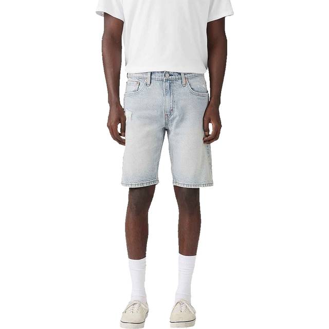 Levi's – 405 – Ljusa, tvättade, slitna jeansshorts med standard passform-Blå