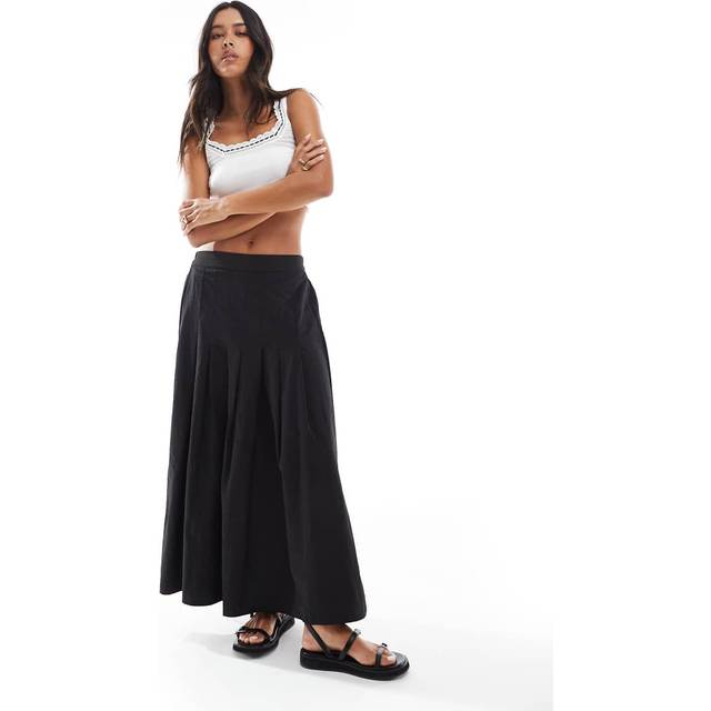 New Look Women's Plus Size Black Pleated Midi Skirt Curves - UK 18