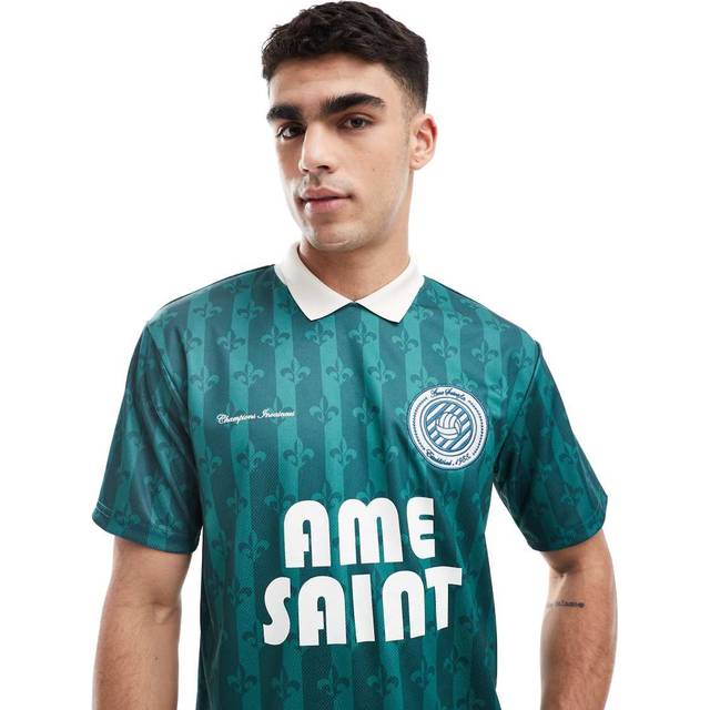 River Island Mesh Football Polo Shirt - Green, Green, Size Xl, Men - XL