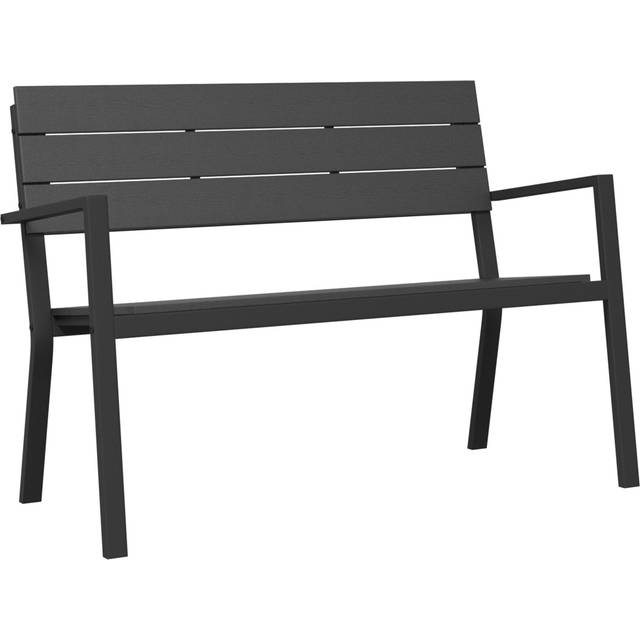 Garden Bench - Black Steel and wpc Vidaxl