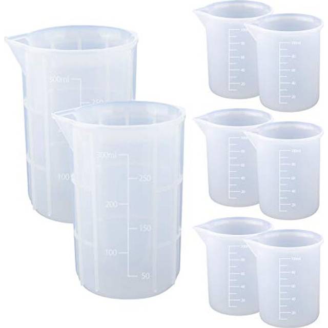 Silicone Measuring Cups for Epoxy Resin, Silicon Measuring Jugs, Including 2 Pcs 300ml + 6 Pcs 100ml Measuring Cups for Resin Crafts Projects, Home