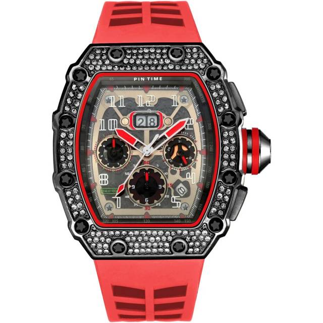men Diamond Watch Sport Waterproof Chronograph Wristwatch