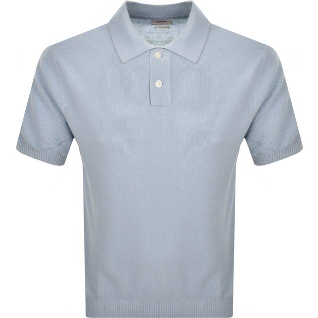 Cotton/Linen Polo Shirt - sky blue