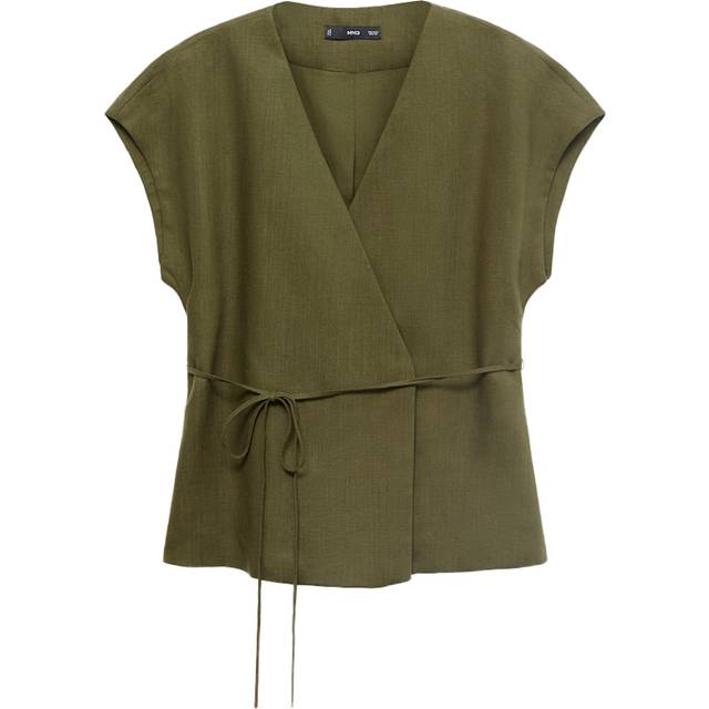 Lyocell wrap top khaki - Woman - XS - MANGO - Khaki