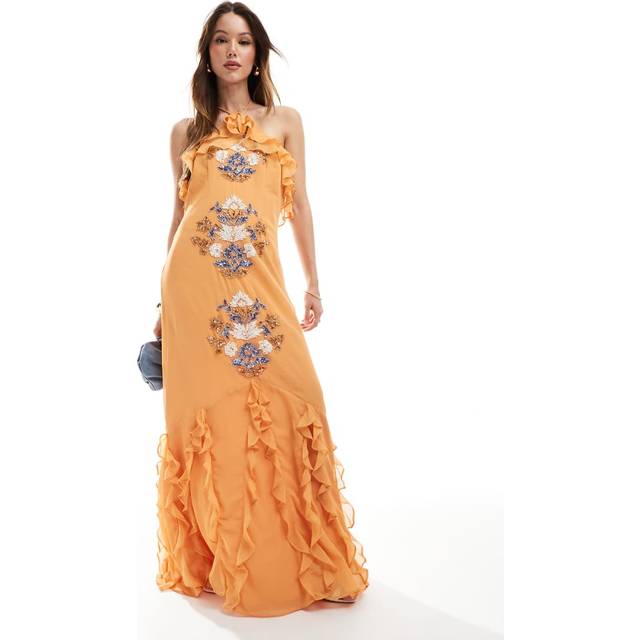 Maya Deluxe Embellished Ruffle Halterneck Maxi Dress