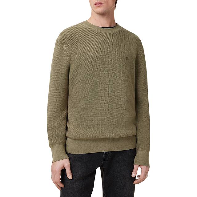 AllSaints Aspen Waffle Texture Crew Neck Jumper - XL, LTASHGRN