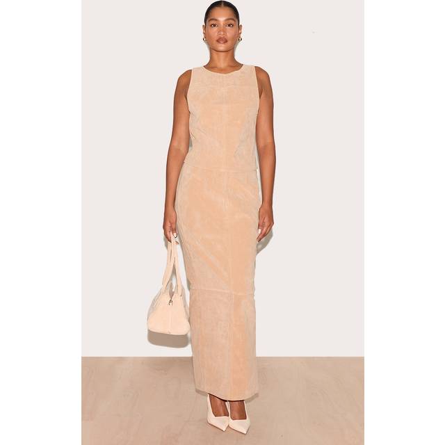Stone Structured Faux Suede Maxi Skirt, White - 12