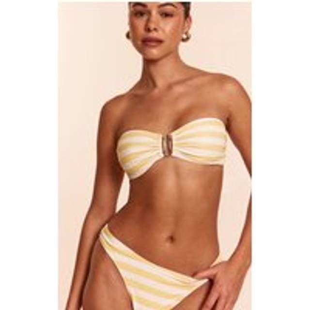 Lemon Stripe U Bar Bandeau Bikini Top, Lemon - 8