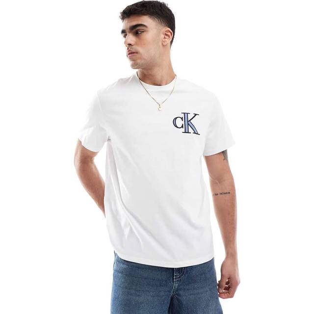 Calvin Klein Relax Fit Varsity Cotton T-Shirt, Brilliant White