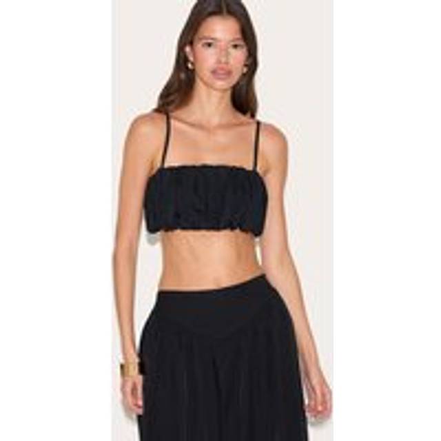 Black Puff Ball Extreme Crop Top, Black - 12
