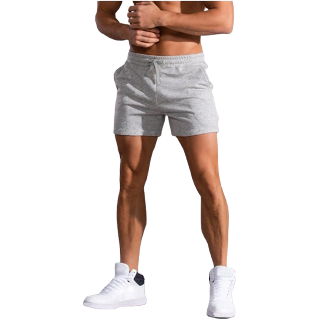 Manfinity Men Drawstring Waist Shorts Jogger Plain Light Grey Gym Athletic