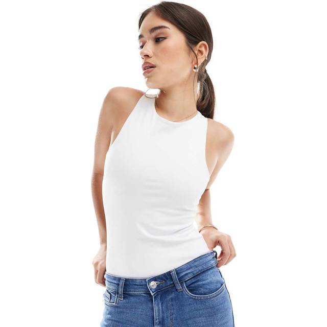 New Look Women's White High Neck Bodysuit - UK 10