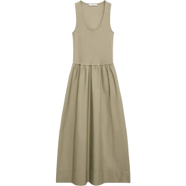 Mango Valvi Scoop Neck Flared Midi Dress, Khaki