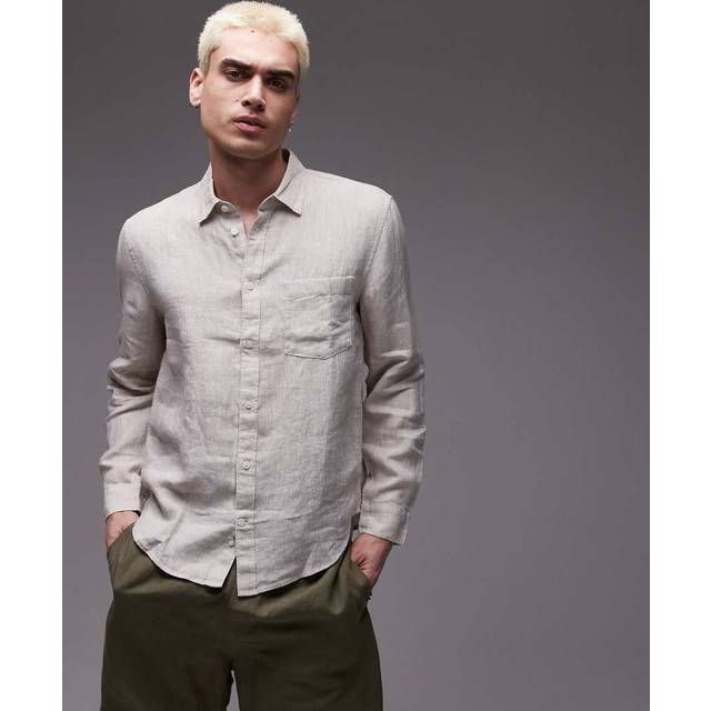 ARKET – Beige linneskjorta i regular fit-Naturlig