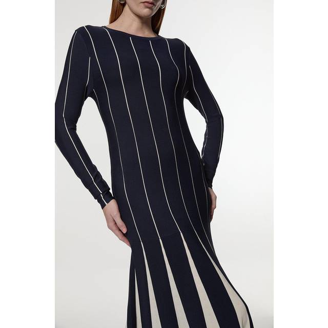 Long Sleeve Knit Dress - Navy