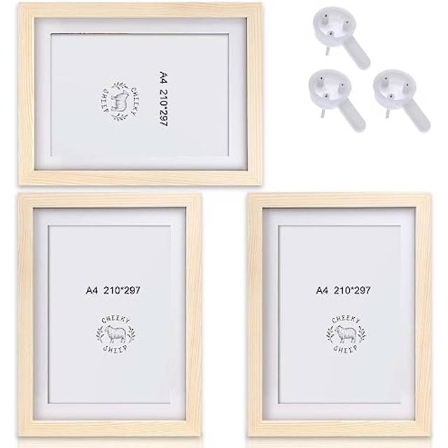 Uppsättning av 3 bildramar A4: Bildram trä 21 x 30 cm fotoram DIN A4 bildram MDF ram av okrossbar plexiglas affischram hängande bildram perfekt för collage porträtt och certifikat