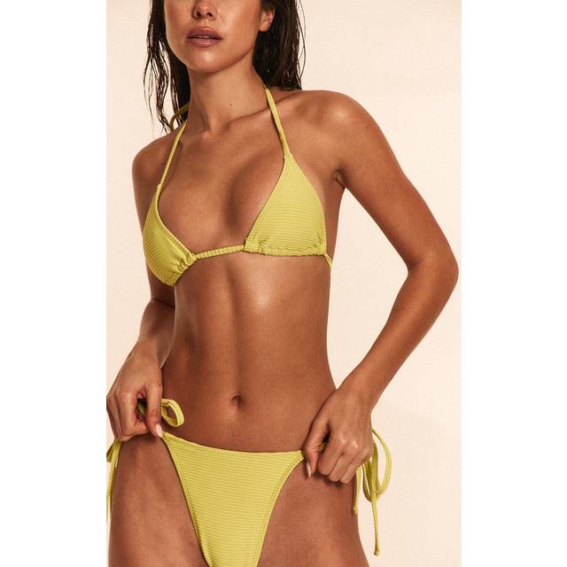 Lime Ribbed Triangle Bikini Top, Green - 10