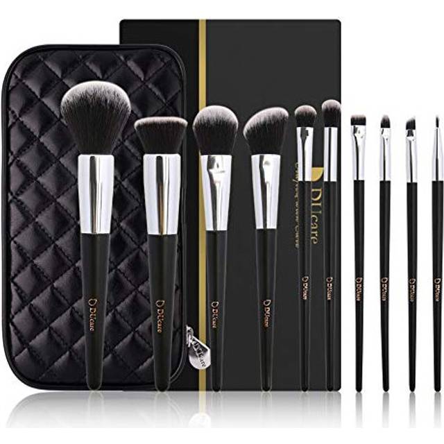 DUcare Makeup Brushes with Case 10Pcs Professional Makeup Brushset Women Gift Premium Synthetic Kabuki Foundation Blending Brush Face Powder Blush Con