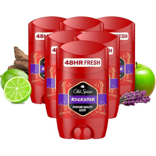 Rockstar Deodorant Stick For Men 6 x 50ml, Aluminium Free, Long Lasting Perfume Quality Scent, 48H Fresh, Invisible on Black & White