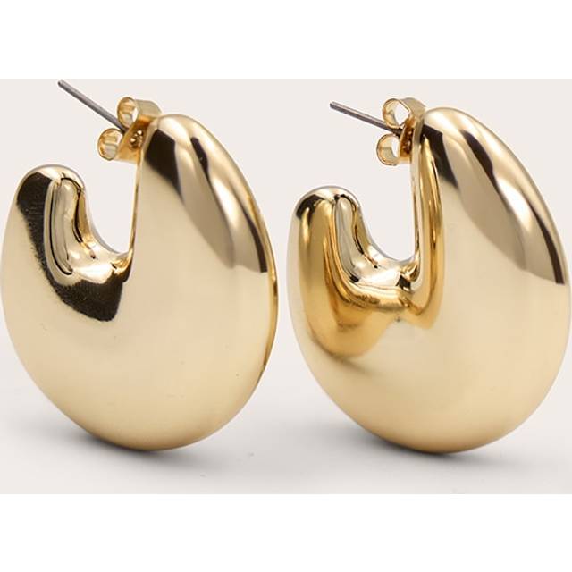 Gold Oversize Chunky Hoop Statement Earrings, Yellow - One Size