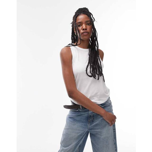 Topshop – Vitt, mjukt linne med ledig passform-Vit/a