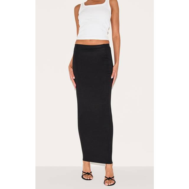 Black Jersey Low Rise Maxi Skirt, Black - 16