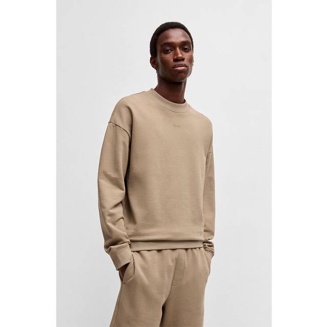 Relaxed-fit sweatshirt in cotton terry with logo print - Light Brown