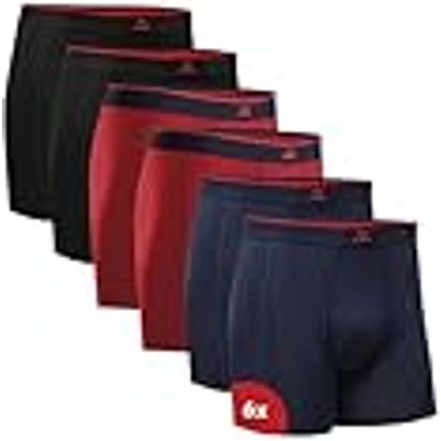 DANISH ENDURANCE Herrkalsonger, Boxershorts för män, Herrunderkläder i bambu, Ventilerande, Med eller utan gylf, Herr, 6-pack, Flerfärgad (2xSvart, 2xRöd, 2xMörkblå) 3XL